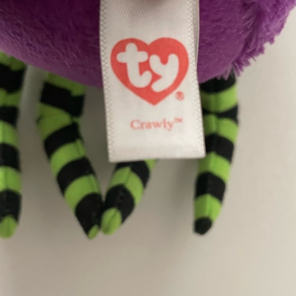 Ty Beanie Boos CRAWLY the Halloween Purple Spider 6" Stuffed Animal Toy Tag Flaw - Picture 3 of 8